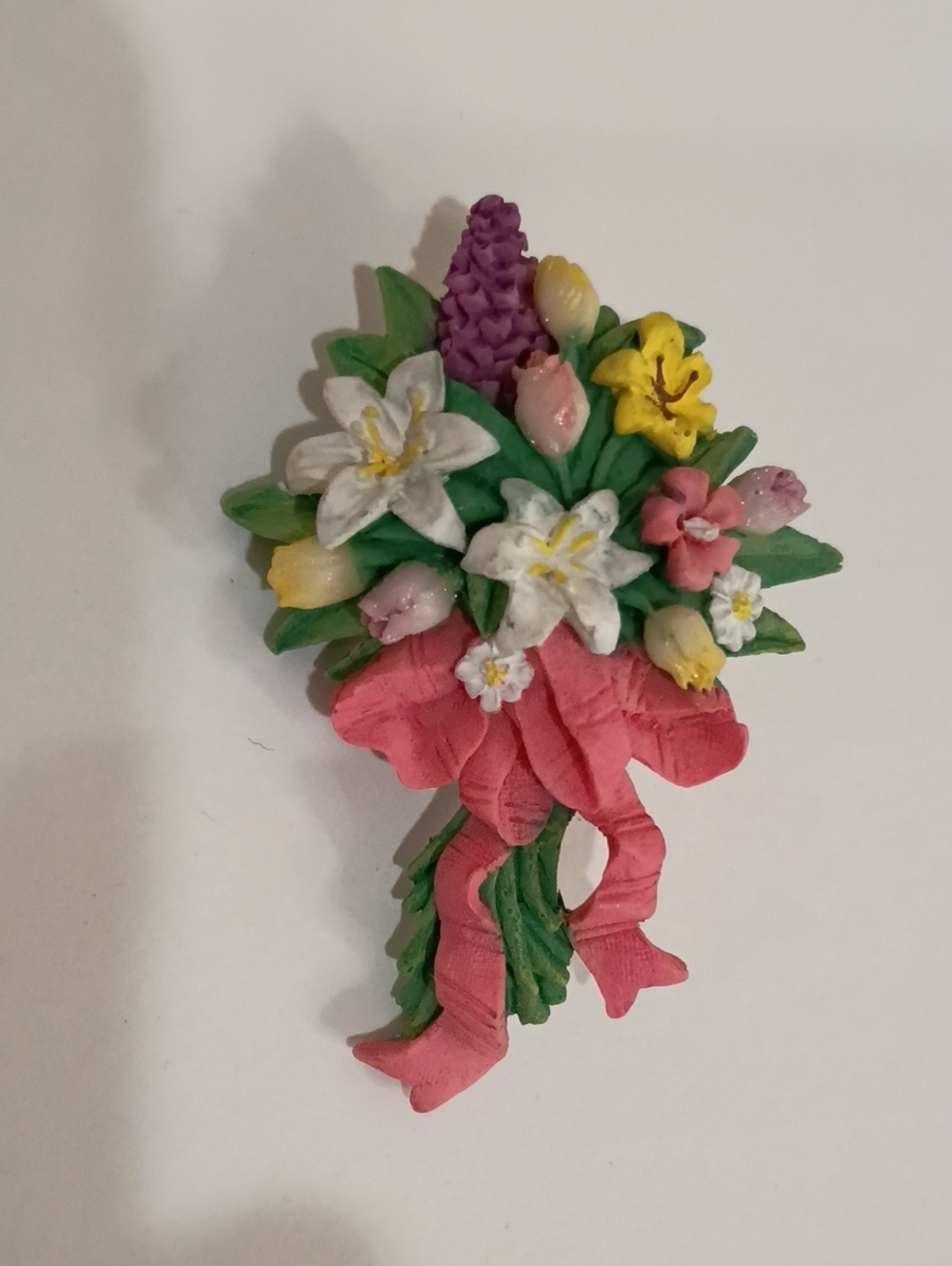 Flower Bouquet Resin Brooch Pin - Vintage!